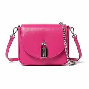 Rebecca Minkoff Pink Leather Lock Crossbody Bag Chain Strap Adjustable - AC